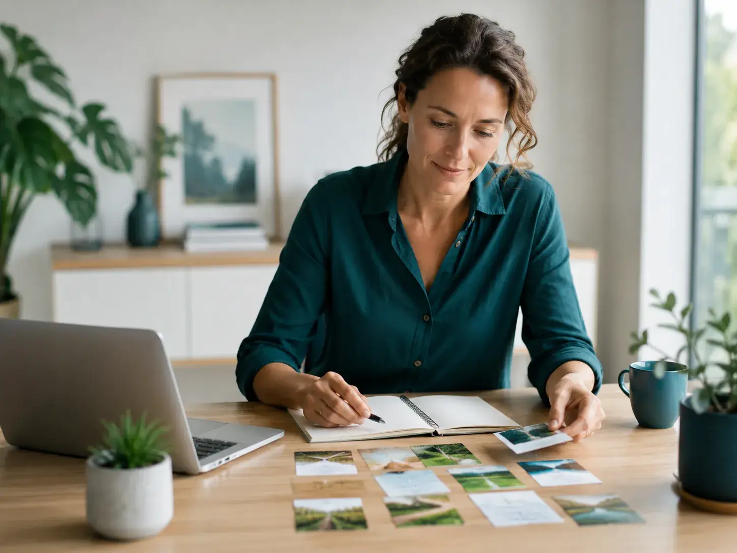 Vrouw werkt aan ideeën en onderwerpen voor een bijdrage aan Pro Balanza